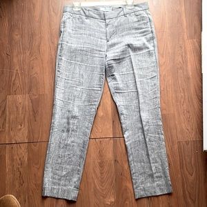 Gap slim crop stretch work pants grey linen blend size 6